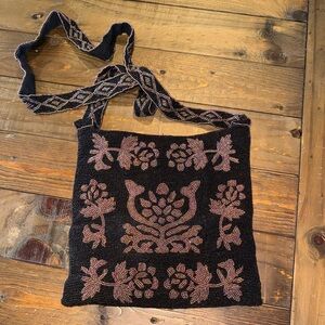 Beaded Black and Purple/Pink Women's Bag